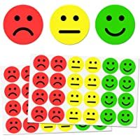 Pack de 1200- 25mm Pegatinas Caras Sonrientes-Tristes Gomets Smile - Rojo- Amarillo- Verde-